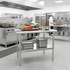 STABLEINK NSF Stainless Steel Prep Table 48 x 24 Inches Metal Work Table with Ad