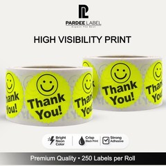 Thank You Stickers Neon Yellow 2” Starburst 250 Labels Per Roll | PardeeLabel