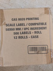 CAS LST-8020 Scale Label, 58 x 60 mm, UPC/Ingredients 12 rolls of 500 labels
