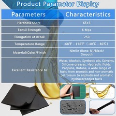 Nitrile Rubber Sheet 1/8 inch thick x12x12in fuel oil resistant gasket material