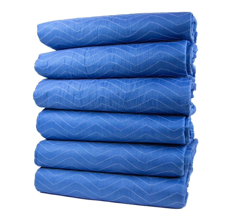 6Pk 72″x80″ (85 lb./dz. Wt) Furniture Blue Moving Blankets Pads Woven Polyester