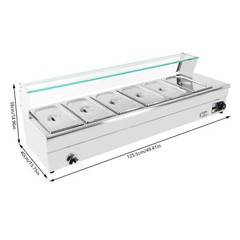 Electric Bain Marie Buffet Server 6 Pans 1200W Commercial Countertop Food Warmer