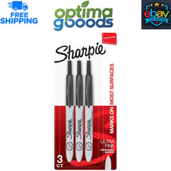Sharpie Retractable Permanent Markers, Ultra Fine Point, Black, 3 Count
