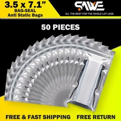 50 x Anti Static Shielding ESD Bags 3.5 x 7″ Zip Reclosable Seal 9 x 18 CM