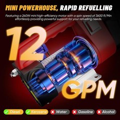 12gpm Cordless Diesel Transfer Pump Kit +Nozzle Self-Priming for Diesel&Kerosene