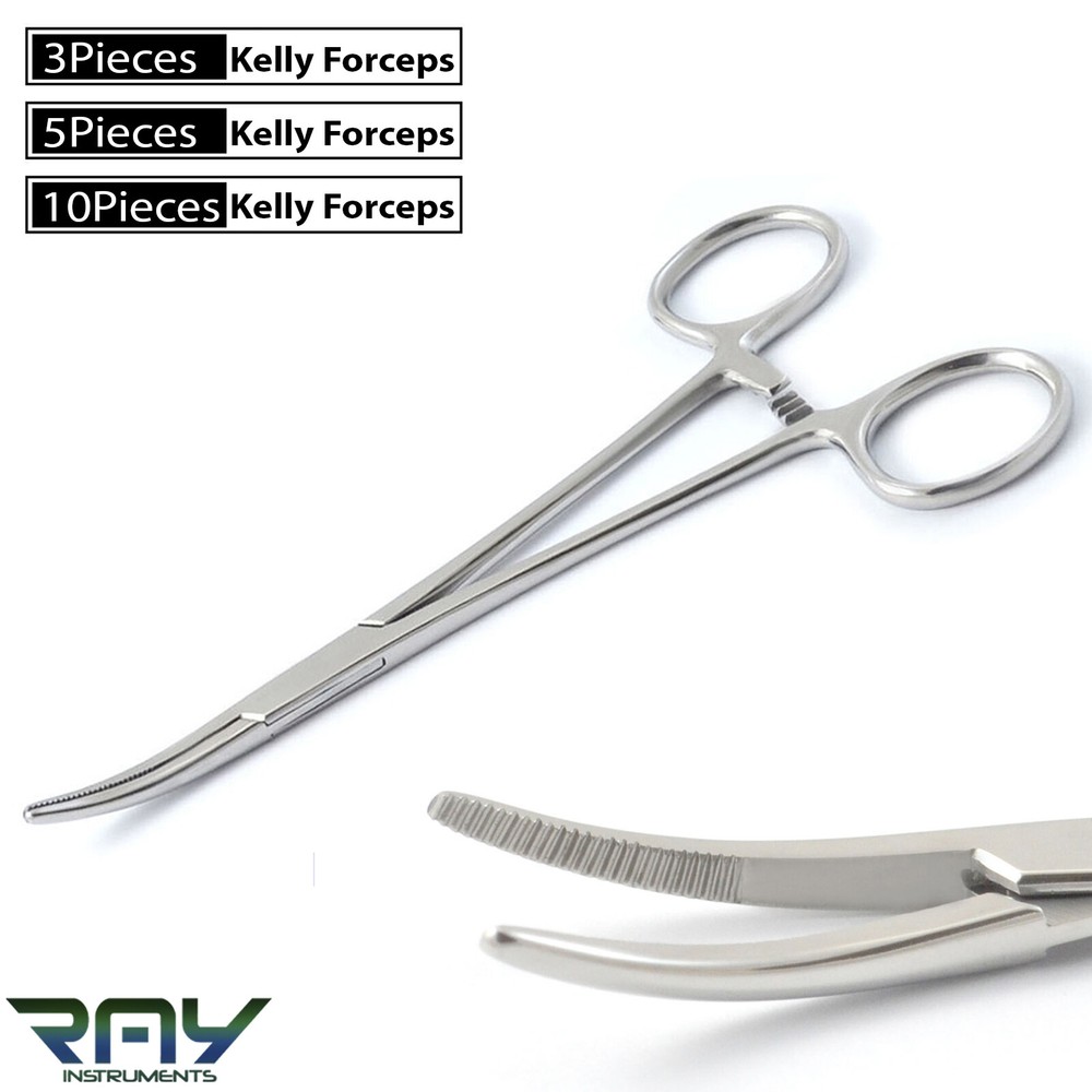 Surgical Hemostat Curved Kelly Locking Clamp Forceps 5.5” Artery Tooth Forceps