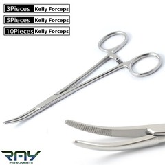 Surgical Hemostat Curved Kelly Locking Clamp Forceps 5.5” Artery Tooth Forceps