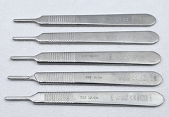 Lot of 5 Pilling 35-2950 #3 Knife Handle 5″, Blades 10, 11, 12 & 15, Germany