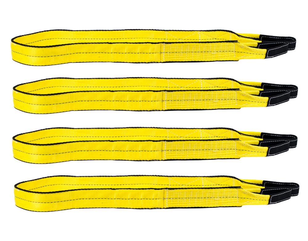4 Pk 2″x20′ Web Sling – 6400 LBS WLL Vertical – 2-Ply Eyelets Tow Lifting Straps