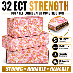 8x4x4 Fall Floral Shipping Boxes Corrugated Gift Mailer Packaging 32 ECT