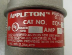 Appleton ECP-2023 Explosion Proof Electrical Plug Aluminum 20A 125VAC Watertight