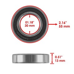 Caltric 6006-2RDQE6 6006-2RS 60062RS Rubber Sealed Ball Bearings 30x55x13 mm