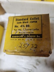 BARDONS & OLIVER Standard Collet for #3 Turret Lathe Cuper No.4-1/2 You Choose 1