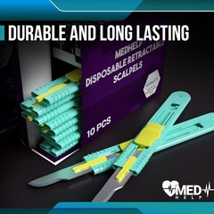 Retractable Disposable Scalpel 15 Disposable Dermaplaning Blades with Plastic