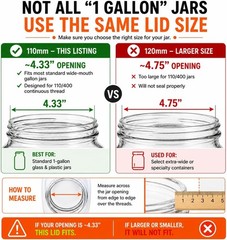 3-Pack White Metal Lids for 1 Gallon & 1/2 Gallon Wide Mouth Glass Jars – 110mm