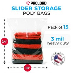 3 Gallon 18″ x 24″ Slider Zip Poly Bags, Pack of 10 – Heavy-Duty 3 mil Clear …