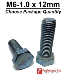 M6-1.0 x 12mm Metric Hex Cap Screws Bolts Zinc Grade 10.9 (Choose Pkg Qty’s)