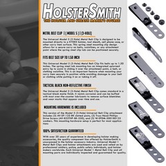HolsterSmith Universal Metal Belt Clip for Holster Making – Model 5 – 3-Hole …
