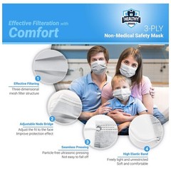 50 PCS Face Mask Non Medical Surgical Disposable 3-Ply Ear loop Mouth Cover-Gray