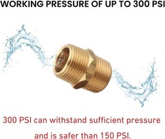 3/4 Inch NPT Brass Nipple Male Pipe Fitting Adapter, 2 Piece