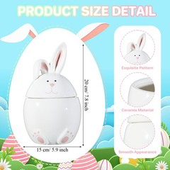 Gandeer Easter Bunny Ceramic about 20 x 15 cm/ 7.8 x 5.9 inches, white, pink