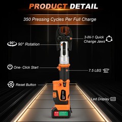 Pro Press Copper Pipe Crimping Tool Kit – 2x 5.0Ah Battery Powered -1/2″ 3/4″ 1″