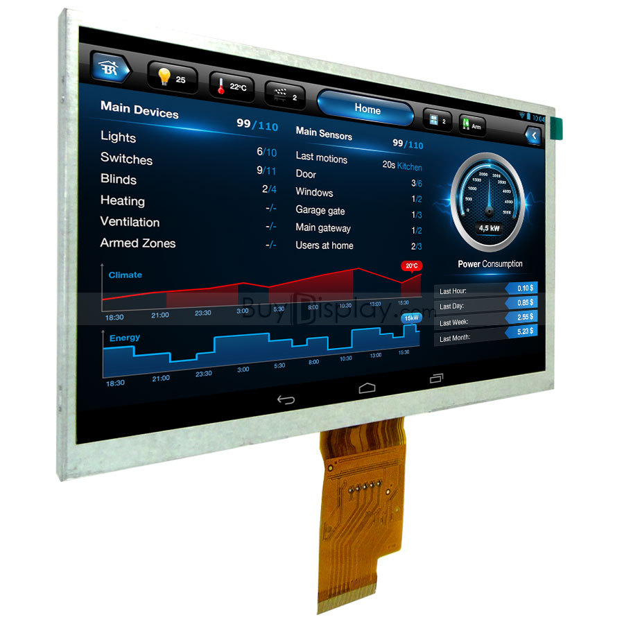 7 inch 1024×600 TFT LCD Display Optional Resistive/Capacitive Touch AT070TNA2