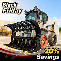 Pre-Sale Heavy-Duty 72” Root Rake Clam Grapple Attachment Fits Skid Steer