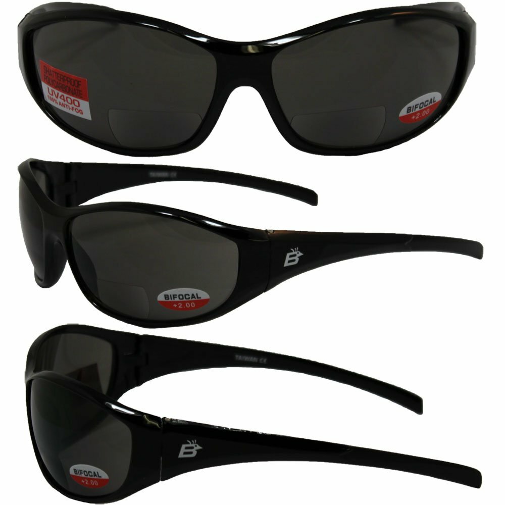Sparrow Bifocal Safety Glasses By Birdz – Black Frames 2.0 Smoke Lenses
