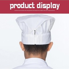White Chef Hat for Men Women Adults,Elastic Band Adjustable Cotton Chefs Hat Hib
