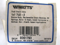 WATTS , 1″ FNPT BRONZE DUAL CHECK VALVE, NO.-7 , 7U2-2 , 150 PSI
