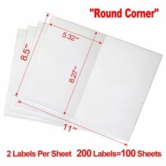 200 Round Corner 8.5×5.5 Blank Shipping Labels Half Sheet Self Adhesive Laser