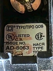Square D QOB220 Bolt-On Circuit Breaker 2 pole 20 amp 120/240v 10kA USED