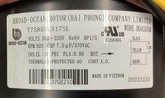 Broad-Ocean Y7S859C517SL 1/5HP 825RPM 208-230V AC Blower Motor (R107)