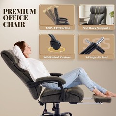 500lbs Big and Tall Office Chair with Footrest Wide Ergonomic Computer Chair
