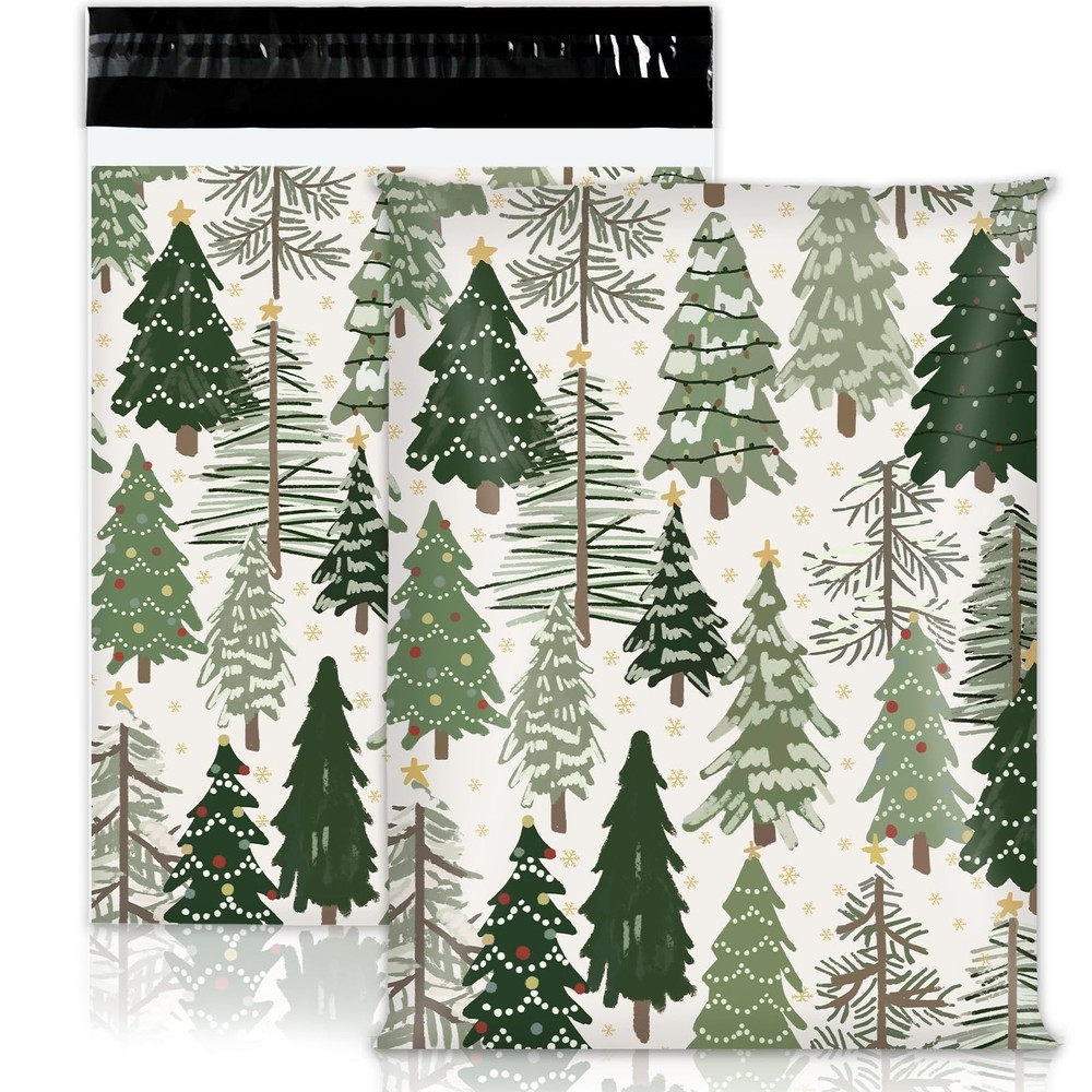 JarThenaAMCS 100Pcs Christmas Poly Mailer 10 x 13 Inch Green Xmas Tree Packag…