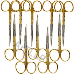 Surgery Iris Scissors 4.5″ Curved + Straight Sharp -10PK Tungsten Carbide Insert