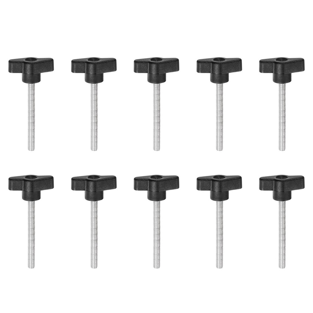 10pcs Wing Knobs M6 x 60mm Tee Stud Knob Thumb Screw Hand Clamping Handle Black
