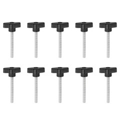 10pcs Wing Knobs M6 x 60mm Tee Stud Knob Thumb Screw Hand Clamping Handle Black