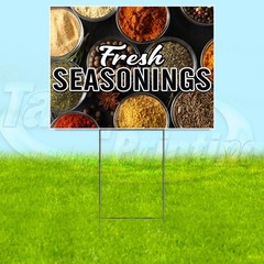 FRESH SEASONINGS 18×24 Yard Sign Plastic Corrugated WITH STAKE USA YS08041