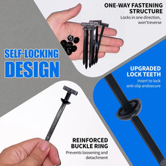 100Pcs Automotive Nylon Cable Tie Fastener Kit – Universal Car Zip Tie Buckle C