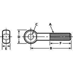 Te-Co 42950 Eye Bolt With Shoulder, 5/8″-11, 3-7/8 In Shank, 5/8 In Id, Steel,