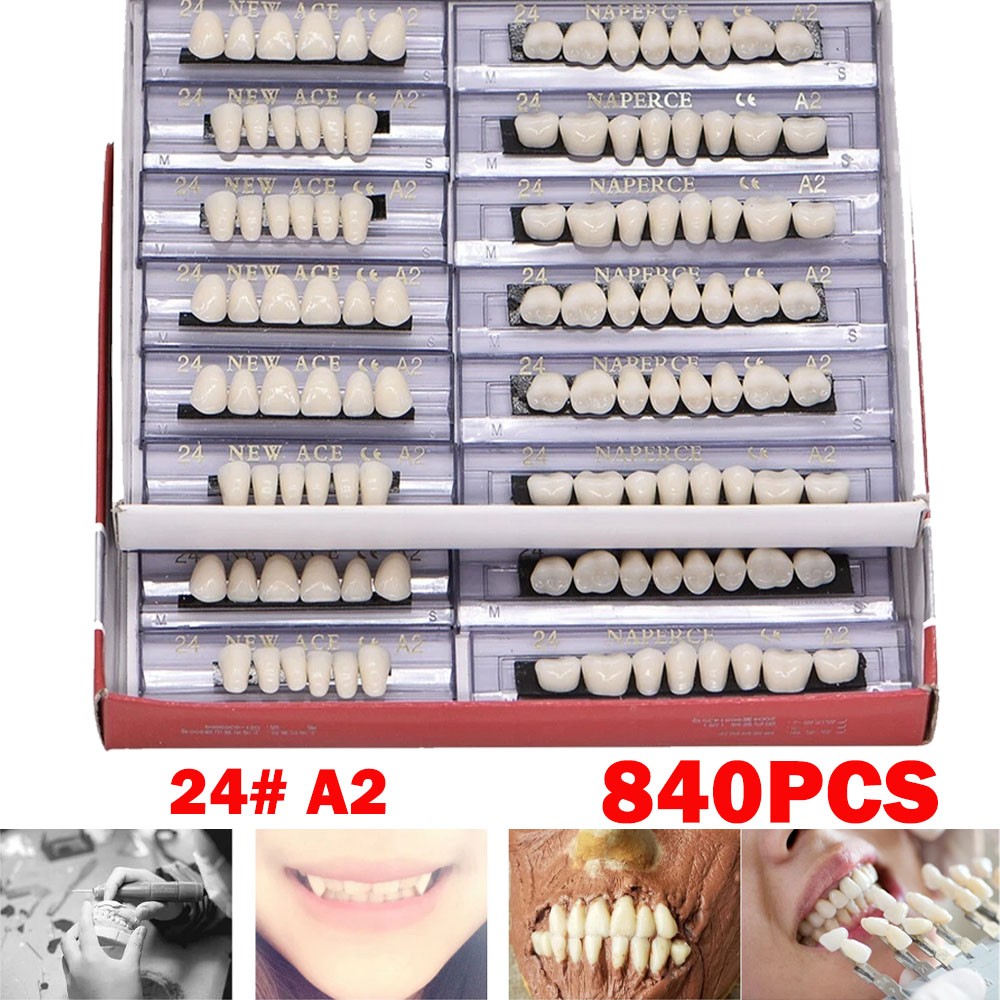 840Pc Dental Acrylic Resin Denture 24# A2 Full Set Teeth Upper Lower Shade Tooth