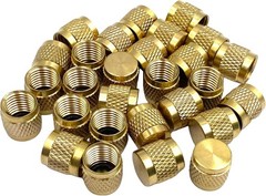 60 Pcs Schrader Valve Caps, Brass 1/4″ Flare Caps Round HVAC Valve Caps with Neo