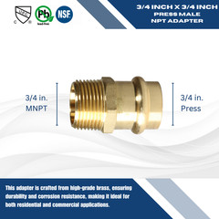 25 Pieces 3/4″ Propress Male Adapter, Lead Free Brass, 3/4″ Press Fit Male