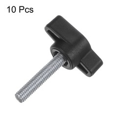 10pcs M5 x 25mm Male Thread T/Z Wing Knobs Thumb Screw Clamping Knobs Grip Black