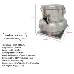 Roof Ventilation Centrifugal Fan Direct Drive Exhaust Fan 110V