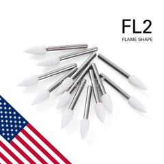 10X AZDENT Dental White Stone Polishing Flame FG Burs Abrasion Aluminum Oxide US
