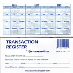 12 Pack Checkbook Registers with 2025 2026 2027 Calendars Made in USA