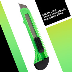10 Box Cutter Utility Knife Retractable Snap off Razor Blade DARK GREEN NEON
